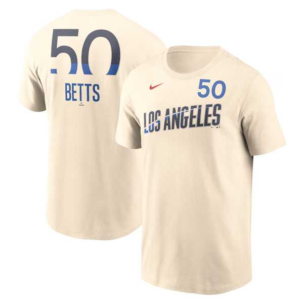 Men's Brooklyn Dodgers #50 Mookie Betts Cream 2024 City Connect Fuse Name & Number T-Shirt,We sell and wholesale Men's Brooklyn Dodgers #50 Mookie Betts Cream 2024 City Connect Fuse Name & Number T-Shirt on line form chian!
